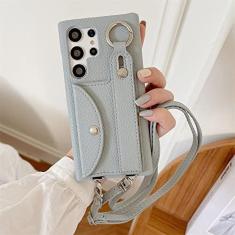 Imagem de Carteira de Couro Estojo Cordão Tiracolo Para Samsung S23 Ultra S22 Plus S21 S20 S10 S9 S8 Nota 20 10 Pro 9 Capa Alça de Pulso, Azul, Para S10E