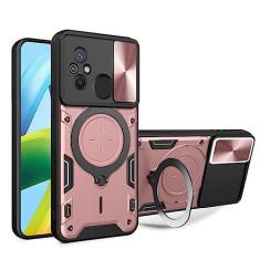 Imagem de Capa compatível com Xiaomi Redmi 12C com capa deslizante para câmera, [proteção militar contra quedas], capa com anel, policarbonato rígido, antiqueda, à prova de choque, resistente à prova de choque,