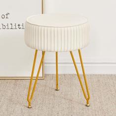 Imagem de Banqueta de veludo, banquinho otomano moderno com pernas douradas ajustáveis, cadeira de maquiagem para penteadeira, banquinho de maquiagem multifuncional para penteadeira, cadeira pequena para