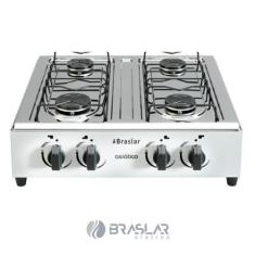 Imagem de Fogão Portátil Braslar 4 Bocas a Gás Inox Branco