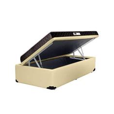 Imagem de Cama Box Baú Solteiro Colchão Classic Mola Ensacada + Box Sintético Bege Serra Negra 67x88x188
