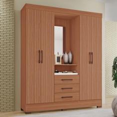 Imagem de Roupeiro Tuboarte Onix 100% Mdf Capelinha 4 Portas E 3 Gavetas Kit De