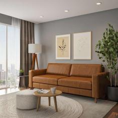 Imagem de Sofá 3 Lugares Montenegro Couro Mel - Mobly