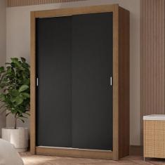 Imagem de Guarda-roupa Solteiro 2 Portas de Correr 4 Gavetas Rustic/preto Vivare Plus Madesa