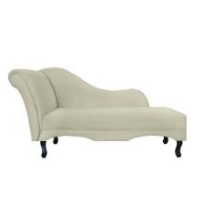 Imagem de Recamier Decorativo Divã Olivia Couro Bege Pés Madeira Mz Decor - Mazz