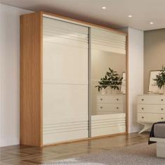 Imagem de Guarda Roupa 2 Portas De Correr Com Espelho 222X238cm Freijó Off White