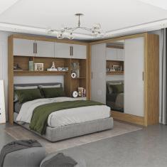 Imagem de Guarda-roupa Casal Modulado 4 Portas Santiago 3 Portas Plus 5 Gavetas com Espelho