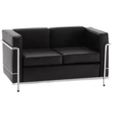 Imagem de Sofá Le Corbusier Masculino LC 1 Lugar Inox Revestido em Couro Ecológico.