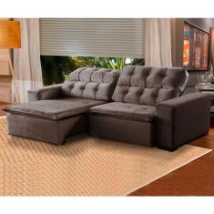 Imagem de Sofá 6 Lugares Retrátil e Reclinável Alasca 290 Cm Pillow Veludo Marro
