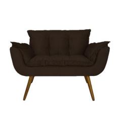 Imagem de Namoradeira Poltrona Sofá 2 Lugares Sala De Estar Opala Suede Marrom -
