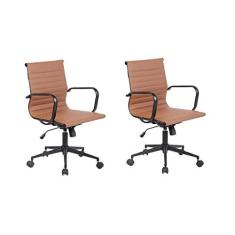 Imagem de Conjunto 2 Cadeiras de Escritório Diretor Sevilha Baixa com Base Office Rivatti Marrom Escuro