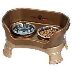 Imagem de Alimentador Neater Feeder Deluxe CAT à prova de bagunça para gatos, 1 xícara de comida e tigelas de aço inoxidável adequadas para bigodes de água de 1-1/2 xícara, altura ajustável, sem derramamento,