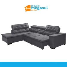 Imagem de Sofá De Canto Retrátil Com Molas Assento Sttilo 2,80x2,20 m 5 Lugares Chaise Pillow Cinza - Megasul