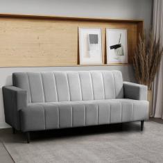 Imagem de Sofá 3 Lugares 203cm Uvaia CabeCasa MadeiraMadeira Veludo Cinza