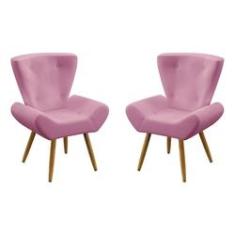 Imagem de Kit 2 Poltronas Decorativas Estofada Para Sala De Estar Polaris Sued Rosê Aradecor