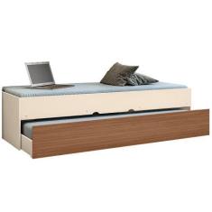 Imagem de Bicama Solteiro Cama Auxiliar 100% Mdp Chiara Off White/Carvalho - Pho