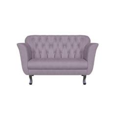 Imagem de Namoradeira Decorativa Dália Suede Rosê 2 Lugares Pés Madeira Mz Decor