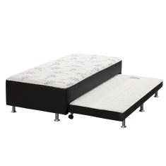 Imagem de Cama Box C Auxiliar Conjugado Solteiro Colchao Ortopedico Courano Nero Black 88X188 Ortobom
