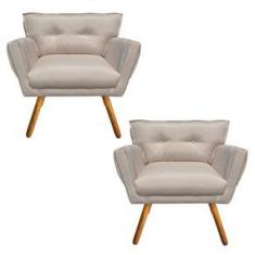 Imagem de Kit 02 Poltrona Decorativa Anitta Linho Fino A27 - D`Rossi