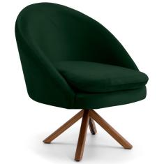 Imagem de Kit 2 Poltronas Decorativas Giratórias Base Giromad Madeira Rafa B-303 Veludo Verde Musgo - Domi
