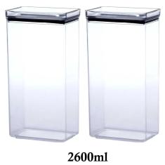 Imagem de 2 Potes Herméticos Retangular Empilháveis 2600ml para armazenamento de alimentos