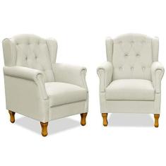 Imagem de Kit 02 Poltronas Decorativas Para Sala de Estar Yara P02 Linho Bege - Lyam Decor