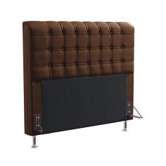 Imagem de Cabeceira Estofada Para Cama Box Dama 195 Para Cama King Couro Artificial Marrom Aradecor