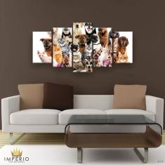 Imagem de Quadros Decorativos Cães E Gatos Pets Hd Quarto Sala Kit