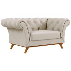 Imagem de Sofá para Sala de Estar 150cm 1 Lugar Base Madeira Império C-107 Linho Bege - Domi