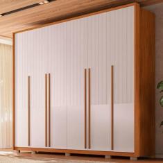 Imagem de Guarda-Roupa Casal Espartacus 6 Portas 6 Gavetas Freijó/Off White - Caemmun