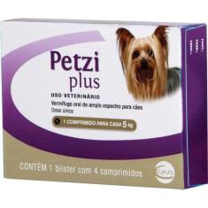 Imagem de Vermifugo Ceva Petzi Plus 350 mg para Cães até 5 Kg - 4 comprimidos
