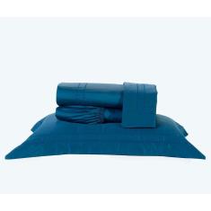 Imagem de Lençol Casal Pádua 400 Fios Algodão Egípcio Azul