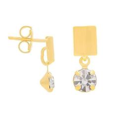 Imagem de Brinco Infantil Rommanel Banhado Ouro Base Com Cristal Pendurado 524634