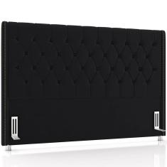 Imagem de Cabeceira Cama Box Queen 160cm Estofada Frizza P05 Veludo Preto - Lyam Decor