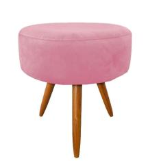 Imagem de Banqueta Magnus Redondo Rosê Pés Castanho Quarto