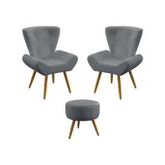 Imagem de Kit 2 Poltronas Polaris e Puff Solar Sued  Aradecor