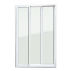 Imagem de Porta de PVC de Correr 210x180cm Com 3 Folhas e Vidro liso Temperado ITEC Brimak Branco