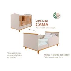 Imagem de Berço / Mini Cama Infantil Mimo Off White/Nature - Permóbili Baby