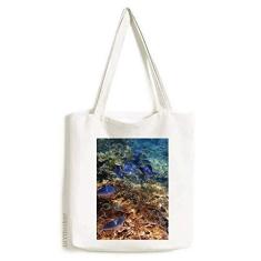 Imagem de Bolsa de lona com imagem de natureza de peixe colorido oceano bolsa de compras bolsa casual