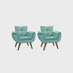 Imagem de Kit 2 Poltronas Chesterfield Luxo Opala sala/recepão/escritório  acqua