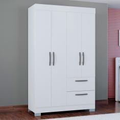 Imagem de Guarda-Roupa Solteiro Tóquio 4 Portas 2 Gavetas Branco - Poquema