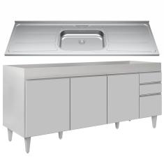 Imagem de Balcão Gabinete Com Pia 180cm Dallas Branco - Lumil