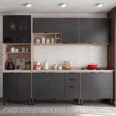 Imagem de Cozinha Completa Firenze 13 Portas 2 Gavetas Avena Touch/Grafito - Dem