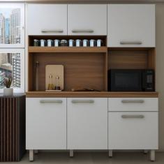Imagem de Cozinha Compacta Larissa 6 Portas 1 Gaveta Freijó/Branco - Panorama Móveis