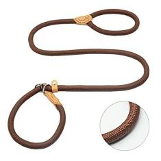 Imagem de Coleira para cães com guia deslizante e gancho de pressão, corda trançada ajustável de 1,27 cm x 1,27 m, durável, sem puxão, para animais de estimação, treinamento forte, guia de caminhada, guia