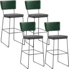 Imagem de Kit 04 Banqueta Alta Allana L02 Verde Musgo Cinza Escuro