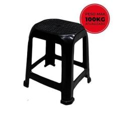 Imagem de Banqueta Preta Banco de Plástico Multiuso Suporta até 100 kg - Aja