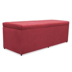Imagem de Recamier Baú Mavi 90cm Tecido Suede Vermelho - Srj Imóveis
