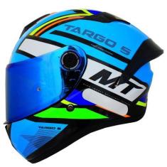 Imagem de Capacete Masculino MT Targo S Torvi Esportivo Moto Spoiler, Azul Verde