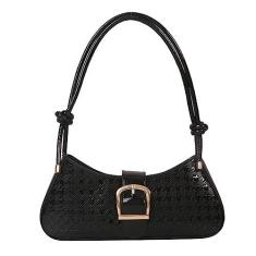 Imagem de Bolsas de ombro para mulheres Mini saco de mão fofo Mini bolsa de embreagem com fecho de zíper (Black)